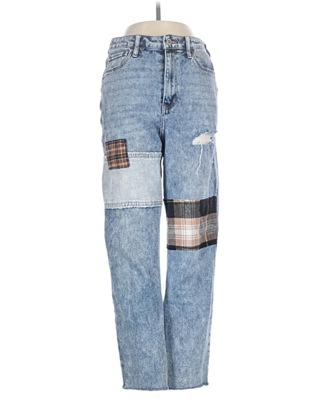 Like New Hollister Light Blue Patchwork Straight-Leg Jeans